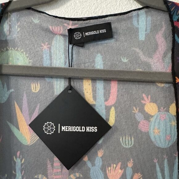 Merigold Kiss Cactus Print Mesh Kimono M/L Western Cowboy Boho Festival - Picture 2 of 6